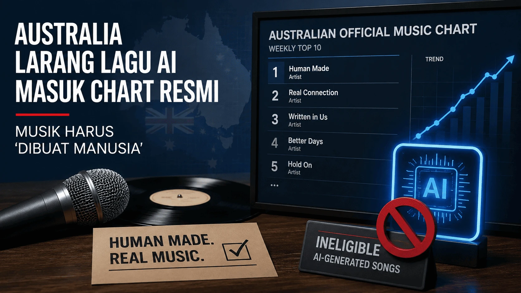 Australia Larang Lagu AI Masuk Chart Resmi, Musik Harus “Dibuat Manusia”