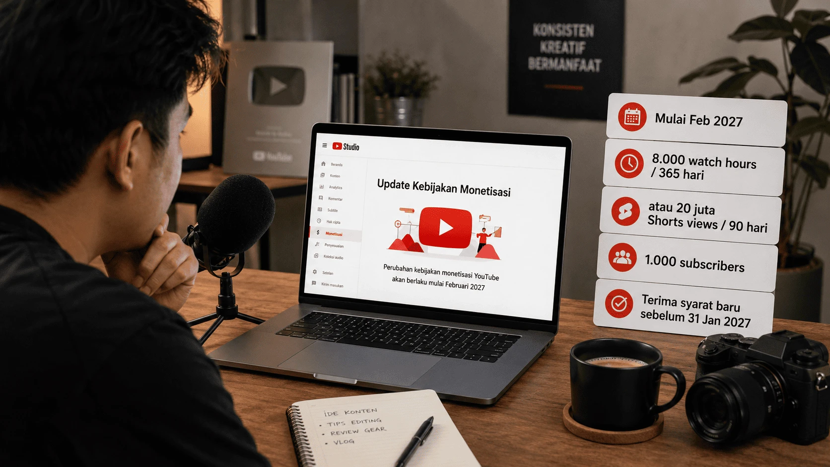 YouTube Ubah Syarat Monetisasi Mulai Februari 2027, Ini Aturan Barunya